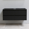 Solidline badkamermeubelset | 120cm | Keramiek | Mat zwart | 2 | Mat zwart | Zonder spiegel | Bouwpakket