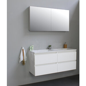 Solidline Solidline badkamermeubelset | 120cm | Keramiek | Wit | 0 | Hoogglans wit | Met spiegelkast | Bouwpakket Solidline badkamermeubelset | 120cm | Keramiek | Wit | 0 | Hoogglans wit | Met spiegelkast | Bouwpakket