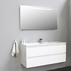 Solidline badkamermeubelset | 120cm | Keramiek | Wit | 0 | Hoogglans wit | Spiegel met LED verlichting | Geassembleerd