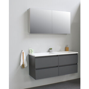 Solidline Solidline badkamermeubelset | 120cm | Keramiek | Wit | 0 | Mat antraciet | Met spiegelkast | Bouwpakket Solidline badkamermeubelset | 120cm | Keramiek | Wit | 0 | Mat antraciet | Met spiegelkast | Bouwpakket