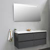 Solidline badkamermeubelset | 120cm | Keramiek | Wit | 0 | Mat antraciet | Spiegel met LED verlichting | Geassembleerd