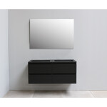 Solidline Solidline badkamermeubelset | 120cm | Keramiek | Mat zwart | 2 | Mat zwart | Standaard spiegel | Geassembleerd