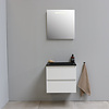 Solidline badkamermeubelset | 60cm | Acryl | Mat zwart | 2 | Hoogglans wit | Spiegel met LED verlichting | Bouwpakket