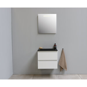 Solidline Solidline badkamermeubelset | 60cm | Acryl | Mat zwart | 2 | Hoogglans wit | Spiegel met LED verlichting | Bouwpakket Solidline badkamermeubelset | 60cm | Acryl | Mat zwart | 2 | Hoogglans wit | Spiegel met LED verlichting | Bouwpakket