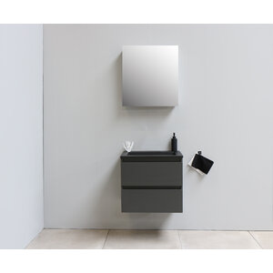 Solidline Solidline badkamermeubelset | 60cm | Acryl | Mat zwart | 2 | Mat antraciet | Met spiegelkast | Bouwpakket Solidline badkamermeubelset | 60cm | Acryl | Mat zwart | 2 | Mat antraciet | Met spiegelkast | Bouwpakket