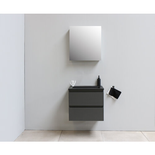Solidline badkamermeubelset | 60cm | Acryl | Mat zwart | 2 | Mat antraciet | Met spiegelkast | Bouwpakket Solidline Solidline badkamermeubelset | 60cm | Acryl | Mat zwart | 2 | Mat antraciet | Met spiegelkast | Bouwpakket