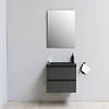 Solidline badkamermeubelset | 60cm | Acryl | Mat zwart | 2 | Mat antraciet | Standaard spiegel | Bouwpakket