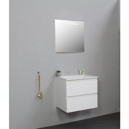 Solidline badkamermeubelset | 60cm | Acryl | Wit | 2 | Hoogglans wit | Spiegel met LED verlichting | Bouwpakket Solidline Solidline badkamermeubelset | 60cm | Acryl | Wit | 2 | Hoogglans wit | Spiegel met LED verlichting | Bouwpakket