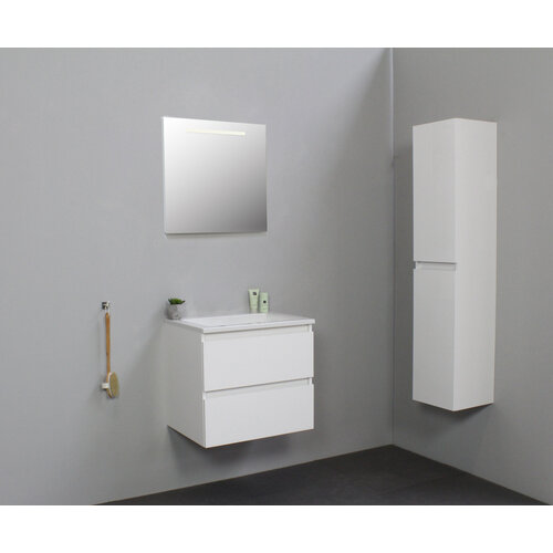 Solidline badkamermeubelset | 60cm | Acryl | Wit | 2 | Hoogglans wit | Spiegel met LED verlichting | Bouwpakket Solidline Solidline badkamermeubelset | 60cm | Acryl | Wit | 2 | Hoogglans wit | Spiegel met LED verlichting | Bouwpakket