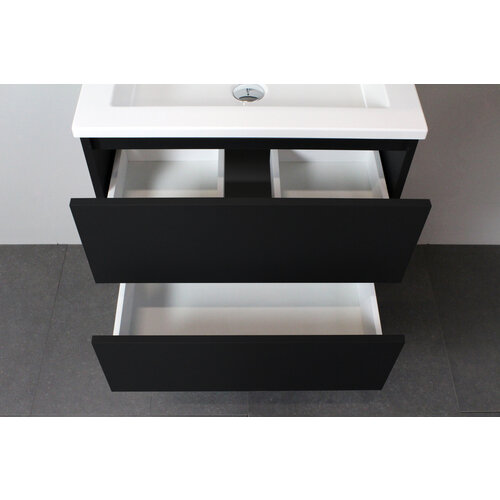 Solidline badkamermeubelset | 60cm | Keramiek | Mat zwart | 0 | Mat zwart | Standaard spiegel | Geassembleerd Solidline Solidline badkamermeubelset | 60cm | Keramiek | Mat zwart | 0 | Mat zwart | Standaard spiegel | Geassembleerd