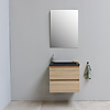Solidline badkamermeubelset | 60cm | Keramiek | Mat zwart | 1 | Eiken | Standaard spiegel | Geassembleerd