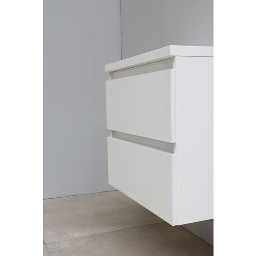 Solidline Solidline badkamermeubelset | 60cm | Keramiek | Mat zwart | 1 | Hoogglans wit | Met spiegelkast | Bouwpakket