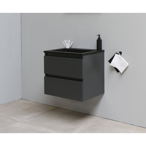Solidline badkamermeubelset | 60cm | Keramiek | Mat zwart | 0 | Mat antraciet | Zonder spiegel | Geassembleerd Solidline Solidline badkamermeubelset | 60cm | Keramiek | Mat zwart | 0 | Mat antraciet | Zonder spiegel | Geassembleerd