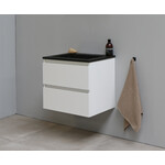 Solidline Solidline badkamermeubelset | 60cm | Keramiek | Mat zwart | 1 | Hoogglans wit | Zonder spiegel | Bouwpakket