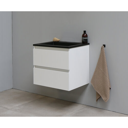 Solidline badkamermeubelset | 60cm | Keramiek | Mat zwart | 2 | Hoogglans wit | Zonder spiegel | Geassembleerd Solidline Solidline badkamermeubelset | 60cm | Keramiek | Mat zwart | 2 | Hoogglans wit | Zonder spiegel | Geassembleerd