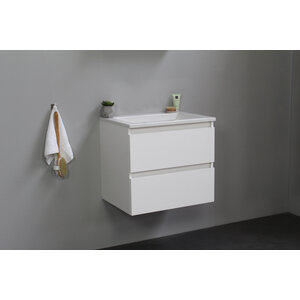 Solidline badkamermeubelset | 60cm | Keramiek | Wit | 0 | Hoogglans wit | Zonder spiegel | Geassembleerd