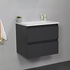 Solidline badkamermeubelset | 60cm | Keramiek | Wit | 0 | Mat antraciet | Zonder spiegel | Geassembleerd
