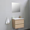 Solidline badkamermeubelset | 60cm | Keramiek | Wit | 2 | Eiken | Spiegel met LED verlichting | Geassembleerd