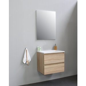 Solidline Solidline badkamermeubelset | 60cm | Keramiek | Wit | 2 | Eiken | Standaard spiegel | Bouwpakket Solidline badkamermeubelset | 60cm | Keramiek | Wit | 2 | Eiken | Standaard spiegel | Bouwpakket
