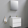 Solidline badkamermeubelset | 60cm | Keramiek | Wit | 2 | Hoogglans wit | Met spiegelkast | Bouwpakket