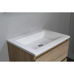 Solidline Solidline badkamermeubelset | 60cm | Keramiek | Wit | 2 | Eiken | Spiegel met LED verlichting | Geassembleerd