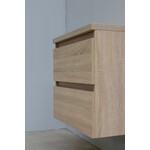 Solidline Solidline badkamermeubelset | 60cm | Keramiek | Wit | 2 | Eiken | Spiegel met LED verlichting | Geassembleerd