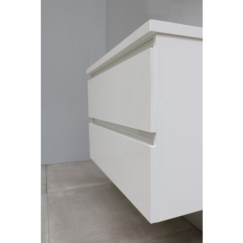 Solidline Solidline badkamermeubelset | 80cm | Keramiek | Mat zwart | 0 | Hoogglans wit | Met spiegelkast | Bouwpakket