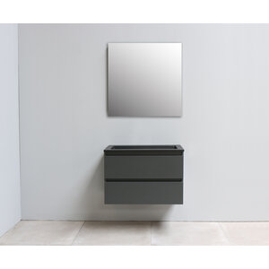 Solidline Solidline badkamermeubelset | 80cm | Keramiek | Mat zwart | 0 | Mat antraciet | Standaard spiegel | Bouwpakket Solidline badkamermeubelset | 80cm | Keramiek | Mat zwart | 0 | Mat antraciet | Standaard spiegel | Bouwpakket