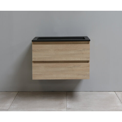 Solidline badkamermeubelset | 80cm | Keramiek | Mat zwart | 0 | Eiken | Zonder spiegel | Bouwpakket Solidline Solidline badkamermeubelset | 80cm | Keramiek | Mat zwart | 0 | Eiken | Zonder spiegel | Bouwpakket