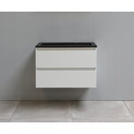 Solidline Solidline badkamermeubelset | 80cm | Keramiek | Mat zwart | 0 | Hoogglans wit | Zonder spiegel | Bouwpakket