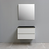 Solidline badkamermeubelset | 80cm | Keramiek | Mat zwart | 1 | Hoogglans wit | Standaard spiegel | Geassembleerd