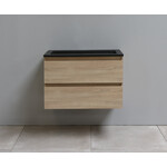 Solidline badkamermeubelset | 80cm | Keramiek | Mat zwart | 1 | Eiken | Zonder spiegel | Geassembleerd Solidline Solidline badkamermeubelset | 80cm | Keramiek | Mat zwart | 1 | Eiken | Zonder spiegel | Geassembleerd