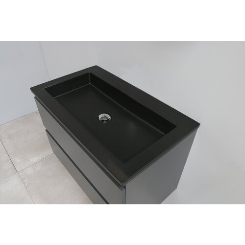 Solidline badkamermeubelset | 80cm | Keramiek | Mat zwart | 2 | Mat antraciet | Met spiegelkast | Geassembleerd Solidline Solidline badkamermeubelset | 80cm | Keramiek | Mat zwart | 2 | Mat antraciet | Met spiegelkast | Geassembleerd