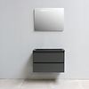 Solidline badkamermeubelset | 80cm | Keramiek | Mat zwart | 2 | Mat antraciet | Spiegel met LED verlichting | Geassembleerd