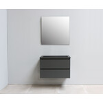 Solidline Solidline badkamermeubelset | 80cm | Keramiek | Mat zwart | 2 | Mat antraciet | Standaard spiegel | Bouwpakket
