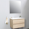 Solidline badkamermeubelset | 80cm | Keramiek | Wit | 0 | Eiken | Standaard spiegel | Geassembleerd