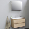 Solidline badkamermeubelset | 80cm | Keramiek | Wit | 2 | Eiken | Met spiegelkast | Geassembleerd