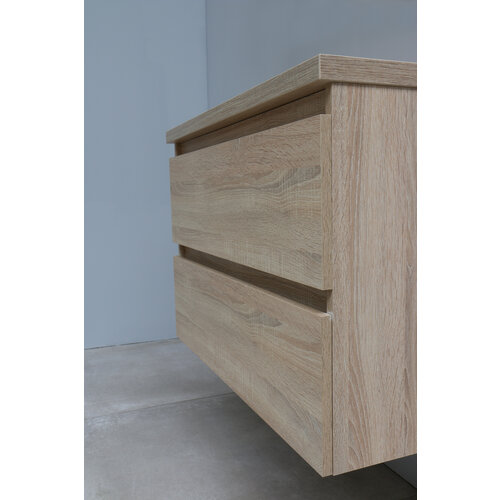 Solidline Solidline badkamermeubelset | 80cm | Keramiek | Wit | 0 | Eiken | Standaard spiegel | Geassembleerd