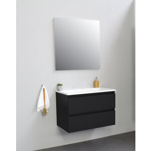 Solidline Solidline badkamermeubelset | 80cm | Keramiek | Wit | 2 | Mat zwart | Zonder spiegel | Geassembleerd Solidline badkamermeubelset | 80cm | Keramiek | Wit | 2 | Mat zwart | Zonder spiegel | Geassembleerd