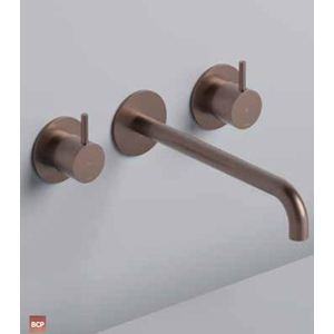 HotBath Hotbath Cobber CB105TEXT25 afbouwdeel voor 3-gats inbouw wastafelkraan - 25cm uitloop - geborsteld nikkel Hotbath Cobber CB105TEXT25 afbouwdeel voor 3-gats inbouw wastafelkraan - 25cm uitloop - geborsteld nikkel