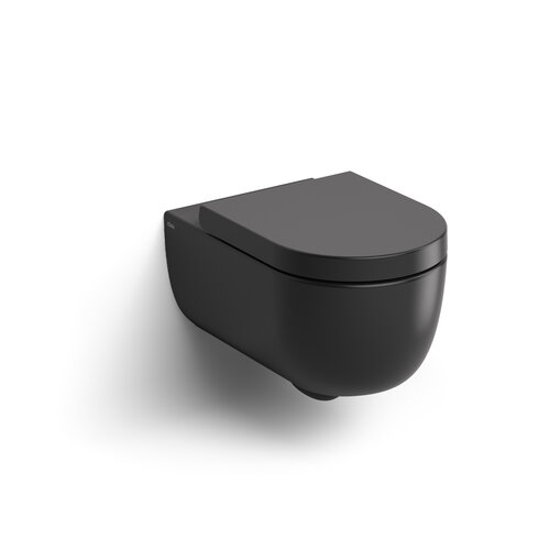 Hammock randloos wandtoilet | 56cm | Mat zwart | Standaard zitting Clou Hammock randloos wandtoilet | 56cm | Mat zwart | Standaard zitting