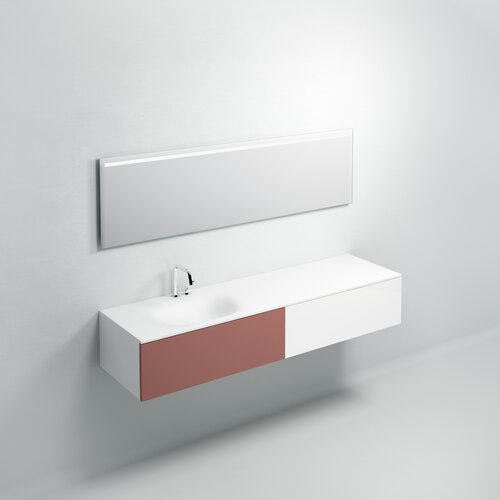 Clou | Hammock wastafelblad enkele bak glans wit (Aluite) 180cm Breed enkele wasbak in het Links Compositie 30 Clou Clou | Hammock wastafelblad enkele bak glans wit (Aluite) 180cm Breed enkele wasbak in het Links Compositie 30