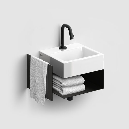 Open kast met handdoekhouder tbv Flush 1, InBe 1, zwart Clou Open kast met handdoekhouder tbv Flush 1, InBe 1, zwart