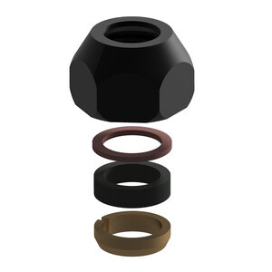 Knelmoer G3/8 schroefdr voor 10mm vaste aansluitbuis mat zw