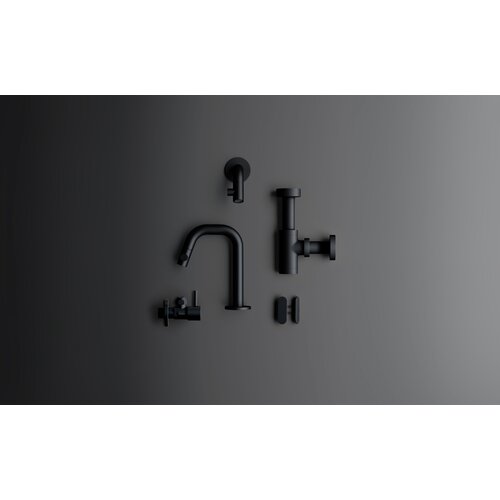 InBe design hoekstopkraan type 1, rond, mat zwart Clou InBe design hoekstopkraan type 1, rond, mat zwart