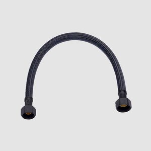 Aansluitslang 30cm, nylon gevl., 2x binnendraad 3/8", zwart