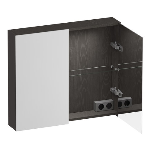 Brauer Impress Deluxe spiegelkast | Timber Antraciet | 100 cm | Links en rechts Brauer Brauer Impress Deluxe spiegelkast | Timber Antraciet | 100 cm | Links en rechts