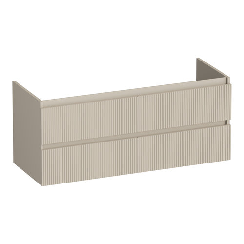 Brauer Brauer Joy Wavy onderkast 120 met 4 softclose lades greeploos en 2 sifon uitsparingen | Mat beige