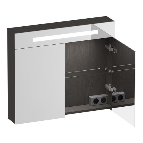 Brauer Promise Deluxe spiegelkast | Timber Antraciet | 100 cm | Links en rechts Brauer Brauer Promise Deluxe spiegelkast | Timber Antraciet | 100 cm | Links en rechts