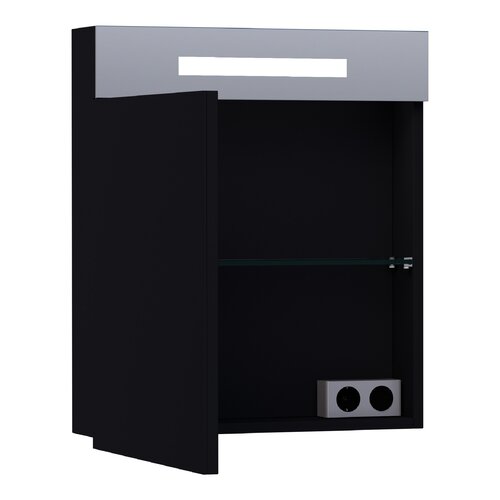 Brauer Brauer Promise spiegelkast | Mat zwart | Links | Enkelzijdig